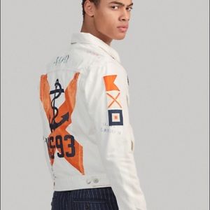 EUC VERY RARE - Polo Ralph Lauren Naval Patch Graffiti Denim Jacket
